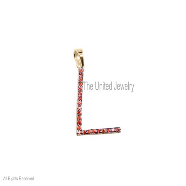 925 Silver L Letter Pendant, Diamond Initial Charm, Gold Plated Jewelry