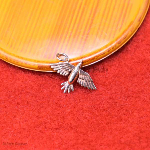 925 Silver Eagle Pendant, Flying Bird Charm, Gold Plated Animal Jewelry