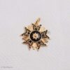 925 Silver Sunburst Pendant, Black Enamel Star Charm, Gold Plated Jewelry