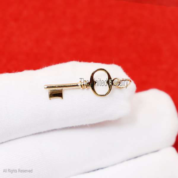 925 Silver Key Pendant, Vintage Key Charm, Gold Plated Minimal Jewelry