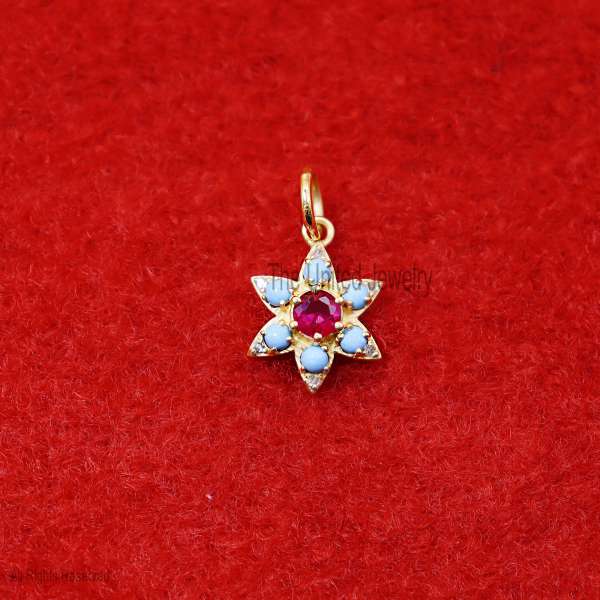 925 Silver Star Pendant, Multi Stone Diamond Charm, Gold Plated Jewelry