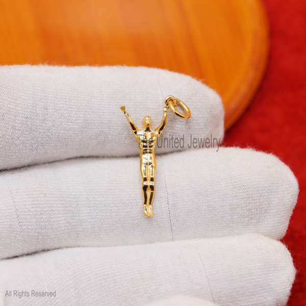 925 Silver Victory Male Pendant, Trophy Figure Charm, Gold Plated Jewelry Gift