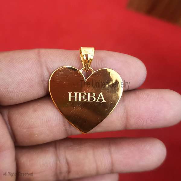 925 Silver HEBA Heart Pendant, Personalized Name Charm, Gold Plated Jewelry