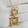925 sterling silver, gold initial pendant, letter M necklace, Victorian style jewelry, monogram pendant, gold plated silver, personalized necklace, vintage initial charm, letter M charm, gold vermeil jewelry, custom initial gift, antique style pendant, bold initial necklace, jewelry for her, handcrafted silver pendant