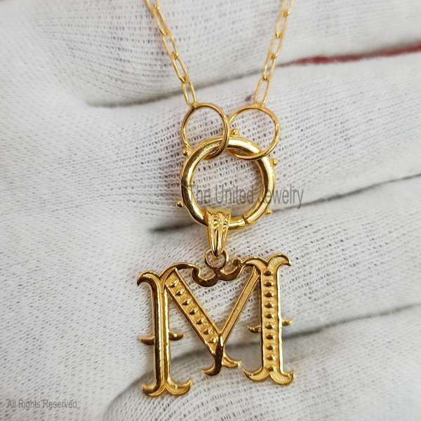 925 sterling silver, gold initial pendant, letter M necklace, Victorian style jewelry, monogram pendant, gold plated silver, personalized necklace, vintage initial charm, letter M charm, gold vermeil jewelry, custom initial gift, antique style pendant, bold initial necklace, jewelry for her, handcrafted silver pendant