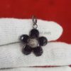 925 Sterling Silver Black Enamel Flower Pendant with Pavé CZ Center