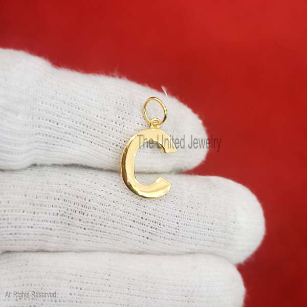 Minimalist 925 Sterling Silver Gold Plated Initial "C" Pendant