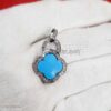925 Sterling Silver Turquoise Clover Pendant with Black Rhodium & Pavé CZ