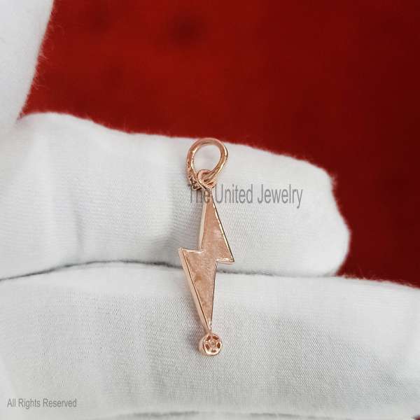 Lightning Bolt Charm in 925 Sterling Silver