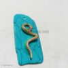 Golden Snake on Turquoise Slab Pendant in 925 Sterling Silver