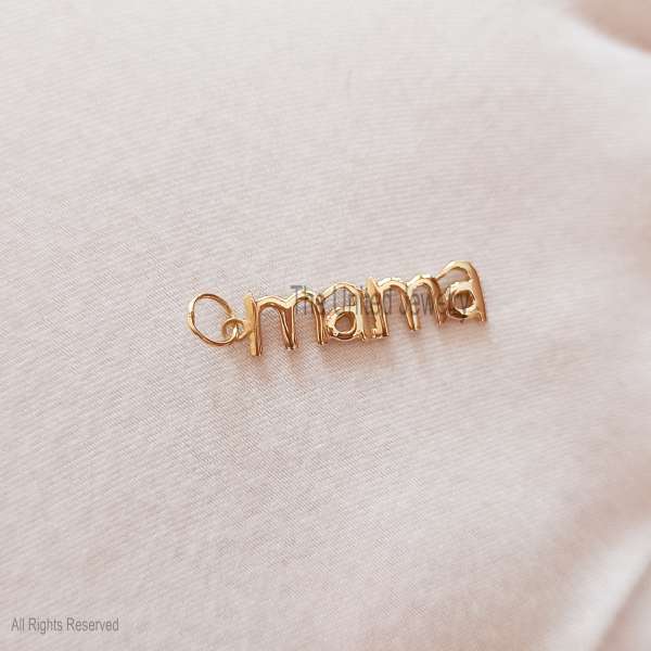 Gold "Mama" Script Pendant in 925 Sterling Silver
