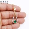 925 Silver Emerald Pendant, Teardrop Diamond Charm, Gold Plated Jewelry Gift
