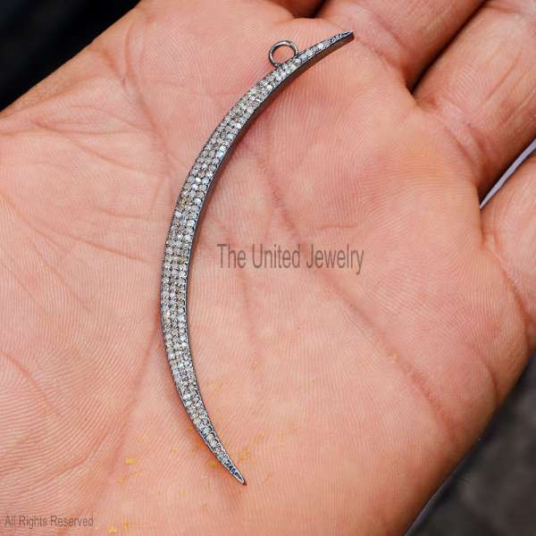 Vintage-Style Emerald & Pave Feather Pendant in 925 Sterling Silver Vintage-Style Emerald & Pave Feather Pendant in 925 Sterling Silver