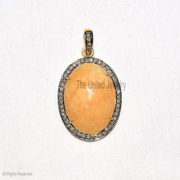 tatement Emerald-Cut Citrine Pendant in 925 Sterling Silver