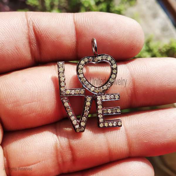 Shimmering ""LOVE"" Pave Medallion in 925 Sterling Silver