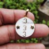 925 Sterling Silver White Enamel "333" Angel Number Medallion Pendant