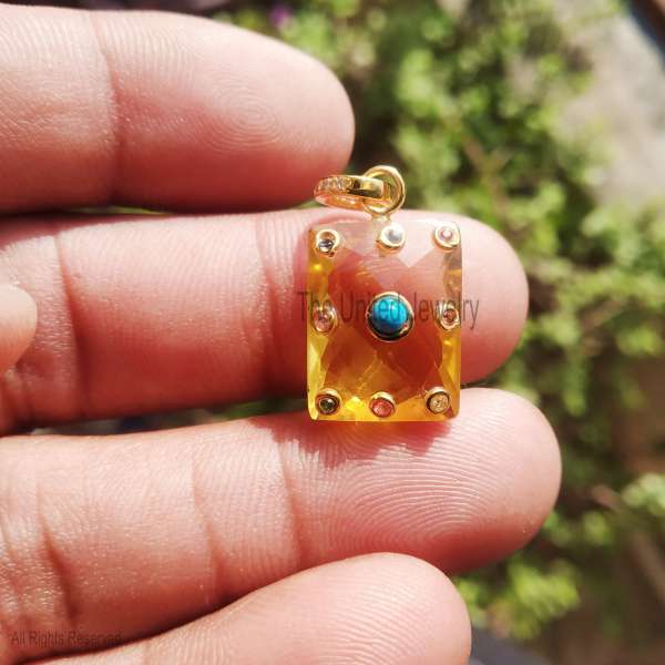 925 Sterling Silver Pave Diamond Abstract Winged Talisman Pendant