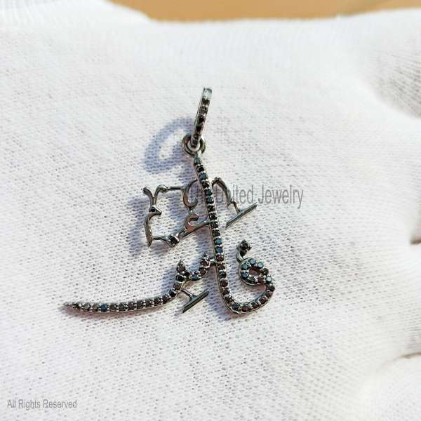 Iced Out 925 Silver Arabic Script Pendant