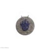 925 Sterling Silver Hamsa Hand Medallion Pendant with Blue Sapphire Center