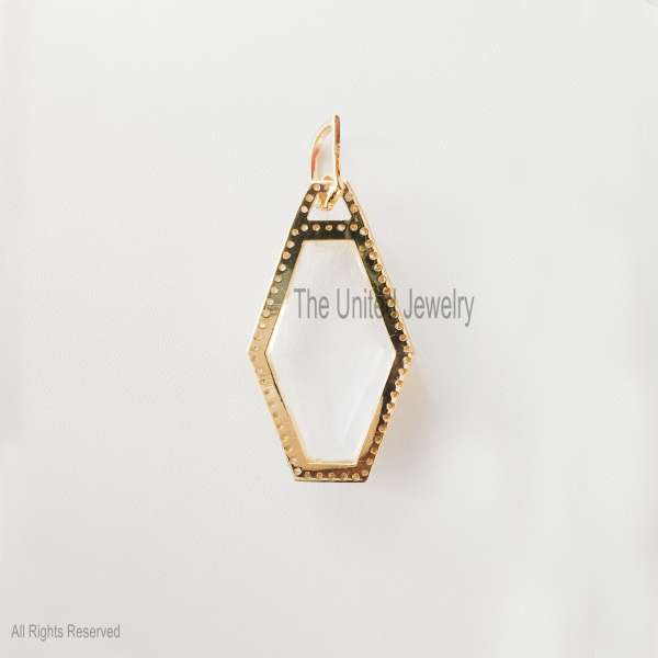 925 Sterling Silver Gold Plated Oval Shaker Pendant with Floating Diamonds