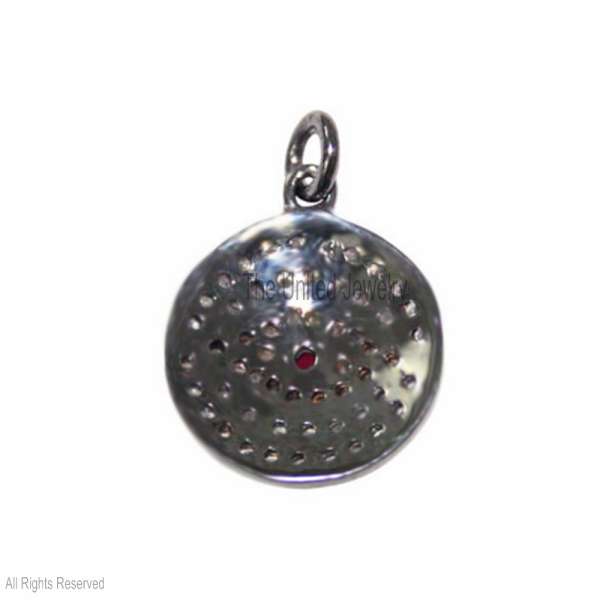 925 Sterling Silver Evil Eye Medallion Pendant with Ruby Center