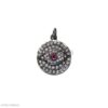 925 Sterling Silver Evil Eye Medallion Pendant with Ruby Center