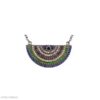 925 Sterling Silver Multi-Color Pave Half-Moon Rainbow Pendant