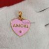 925 Sterling Silver Pink Enamel "AMORE" Heart Pendant with Diamond Accent925 Sterling Silver Pink Enamel "AMORE" Heart Pendant with Diamond Accent