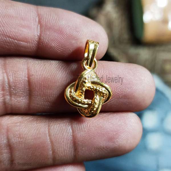 925 Sterling Silver Gold Plated Pave Diamond Love Knot Pendant