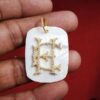 925 Sterling Silver CH Initial Pendant on Mother of Pearl Slab