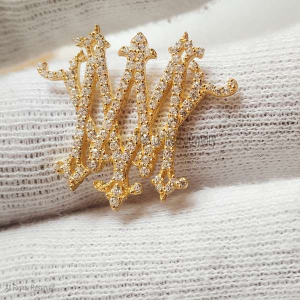 925 Sterling Silver Gold Plated MW Interlocked Monogram Initial Pendant