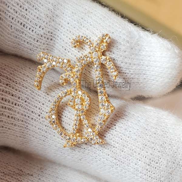 925 Sterling Silver Gold Plated Custom Interlocked Monogram TJ Initial Pendant