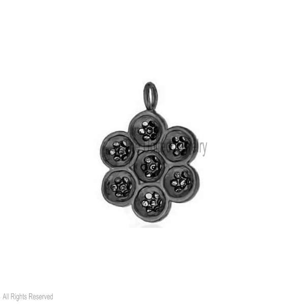 925 Sterling Silver, Flower Pendant, Diamond Floral Charm, Silver Blossom Necklace, Pave Diamond Jewelry, Oxidized Silver, Nature Inspired Pendant, Rosette Charm, Handmade Silver Jewelry, Gift for Her, Minimalist Flower, Boho Chic Pendant, Sterling Silver Petals, Vintage Style Jewelry, Small Diamond Pendant.