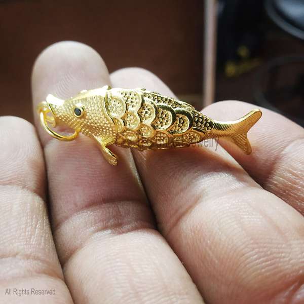 925 sterling silver, koi fish pendant, gold plated necklace, animal jewelry, luck charm pendant, carp fish necklace, 3D fish pendant, oriental style jewelry, abundance symbol, textured gold pendant, unique silver jewelry, statement fish charm, prosperity jewelry