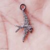 Sterling Silver Pave Swallow Bird Pendant - Oxidized 925 Silver Charm