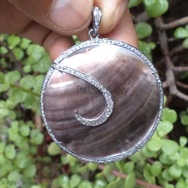 Sterling Silver Mother of Pearl Crescent Pendant