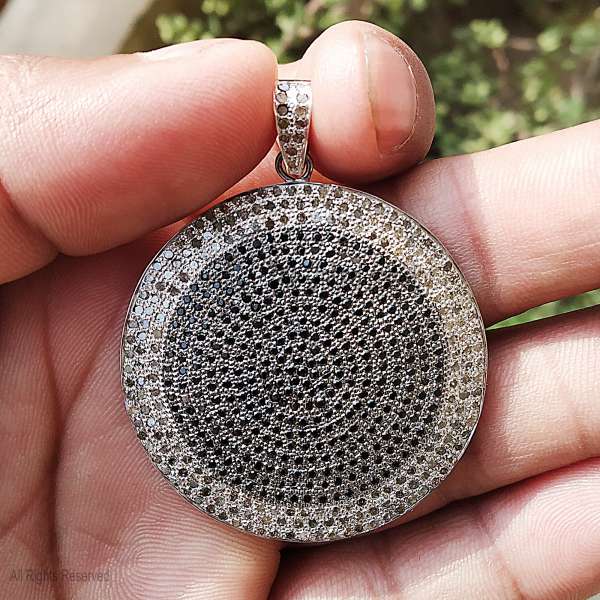 925 Sterling Silver Full Pave Diamond Medallion