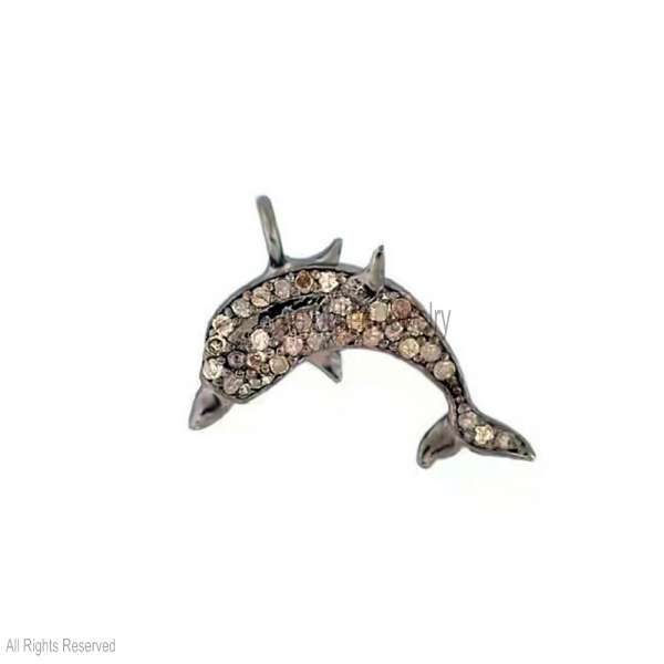 925 Sterling Silver Dolphin Pave Diamond Pendant – Nautical Charm