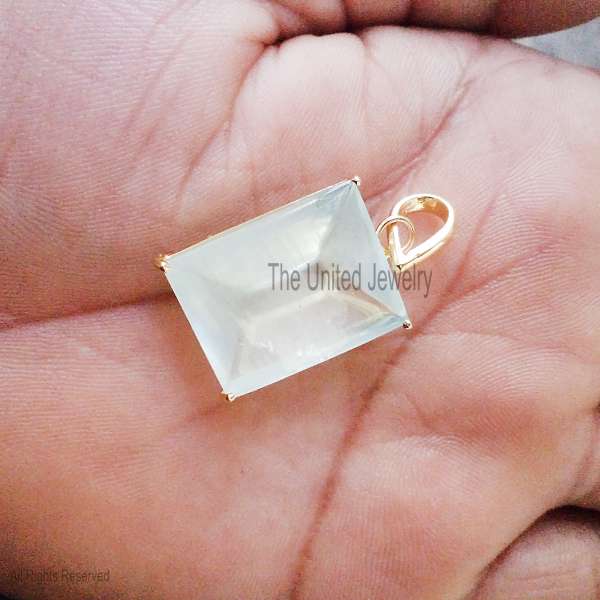 Gold Plated 925 Sterling Silver Rectangular Crystal Cage Pendant