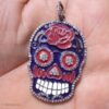 925 Sterling Silver Enamel Sugar Skull Pendant