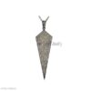 925 Sterling Silver Geometric Spike Pendant – Pave Diamond Spearhead Necklace