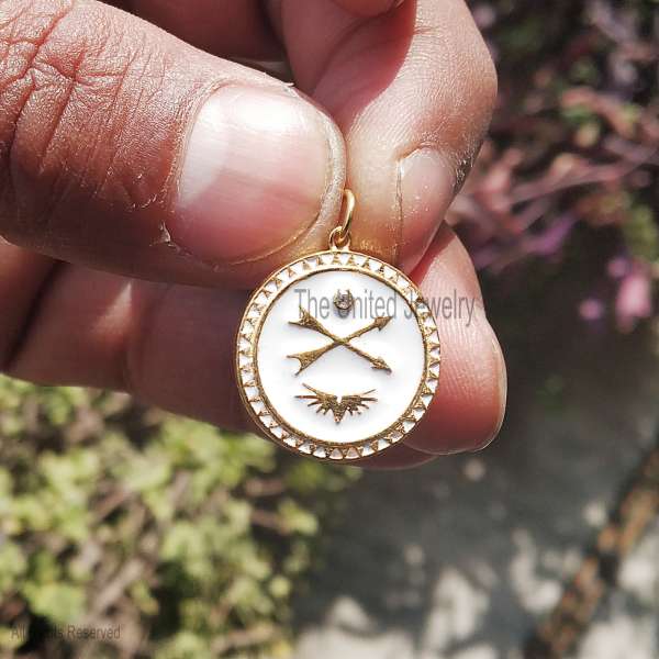 925 Sterling Silver Crossed Arrows Enamel Pendant