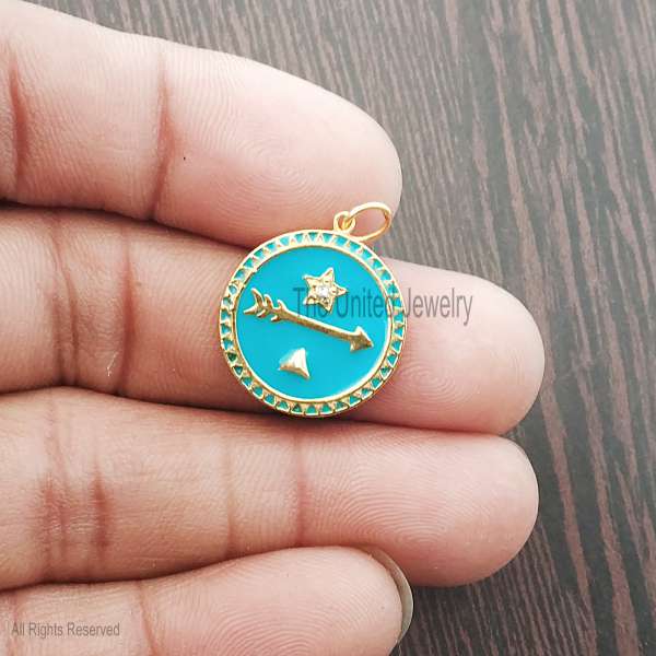 Sterling Silver Turquoise Enamel Arrow Pendant