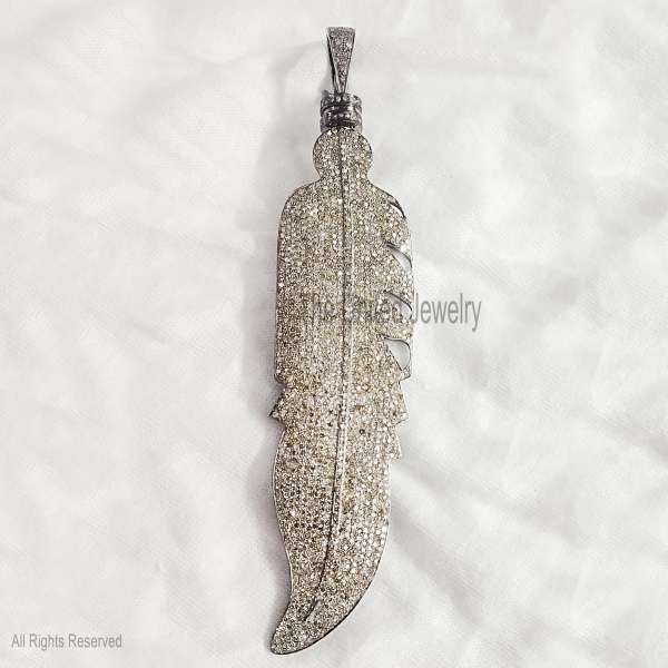 925 Sterling Silver Pavé Diamond Wing Pendant
