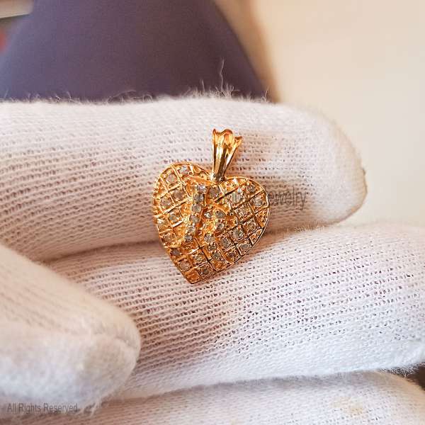 925 sterling silver Heart Pendant - Pave Stone Charm