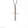 925 Sterling Silver Vertical Bar Pendant – Pave Diamond Minimalist Necklace