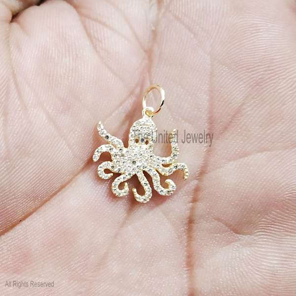 Gold Plated 925 Sterling Silver Octopus Pendant