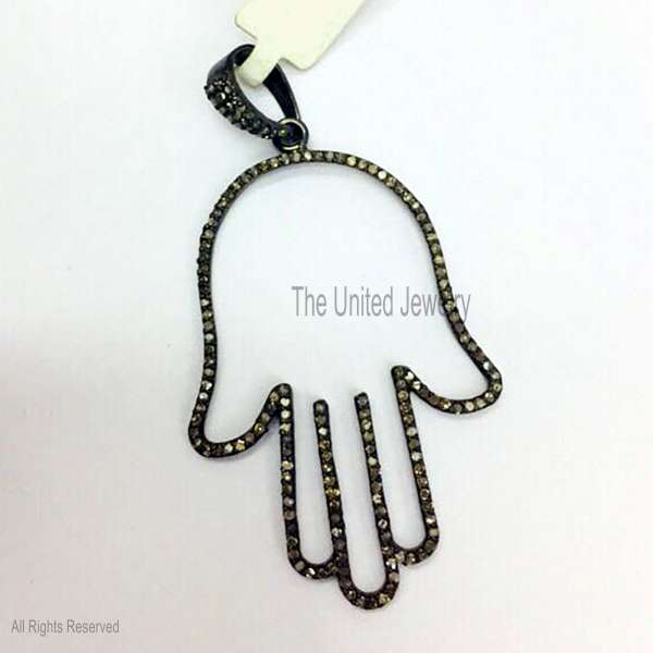 925 Sterling Silver Hamsa Hand Pendant