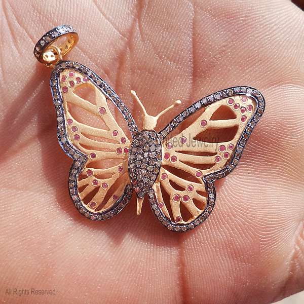 925 Sterling Silver Two-Tone Butterfly Pendant