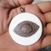 925 Sterling Silver Large White Enamel Evil Eye Pendant